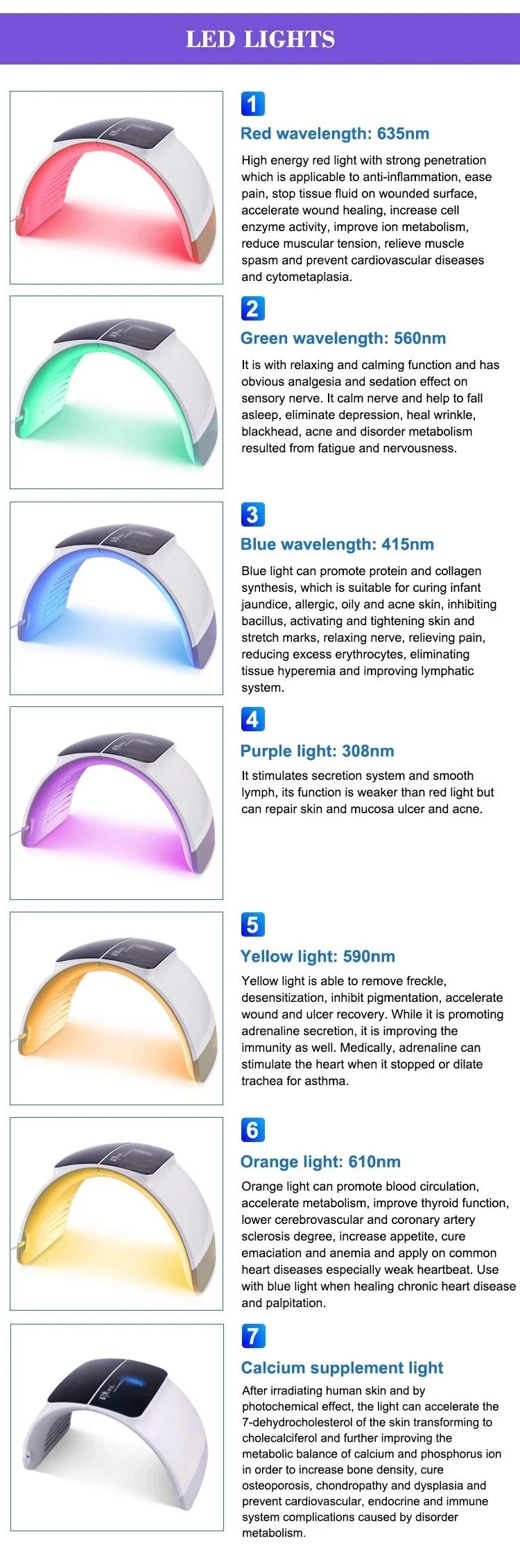 Portable 7 Colors Photon Light Therapy PDT LED Facial Skin Rejuvenation Machine