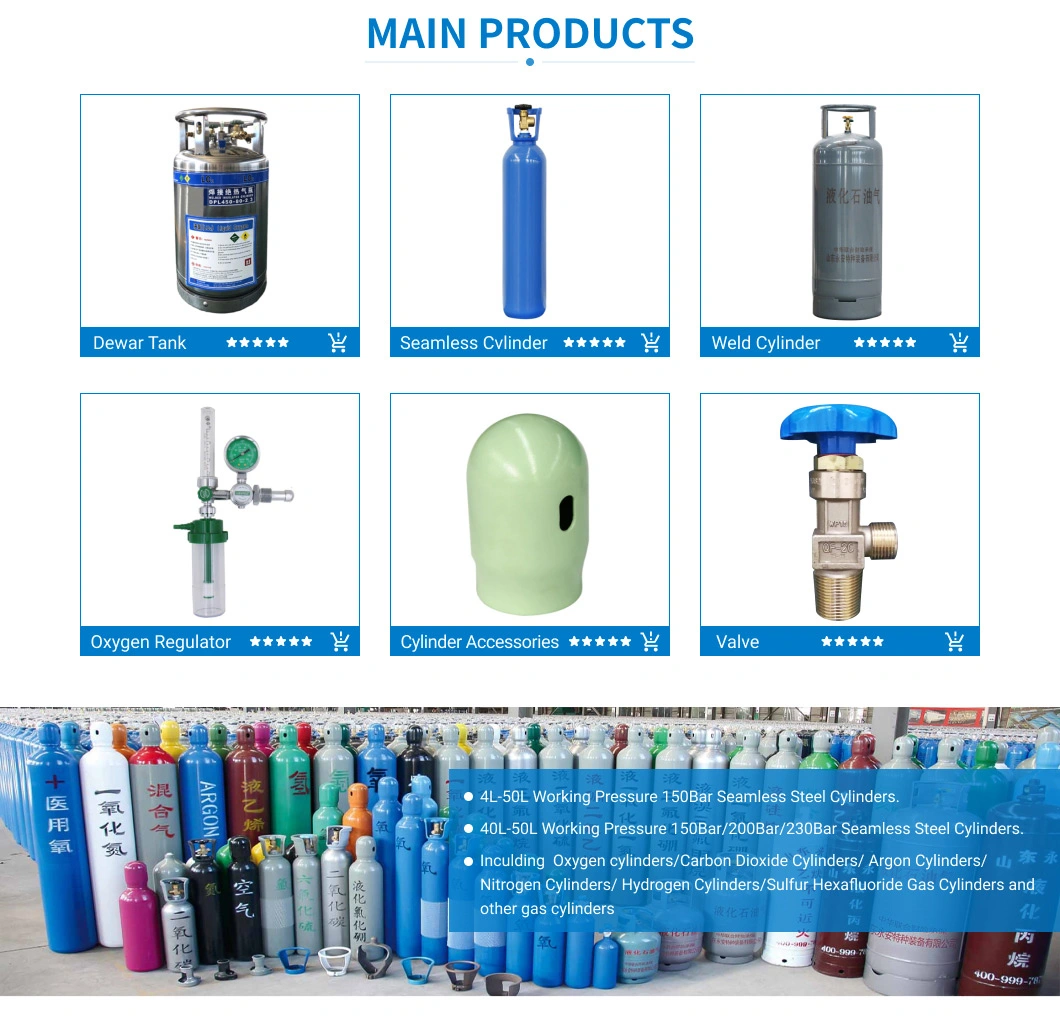 13.4L ISO Tped Seamless Steel Portable Household Health Care Medical Oxygen Gas Cylinder