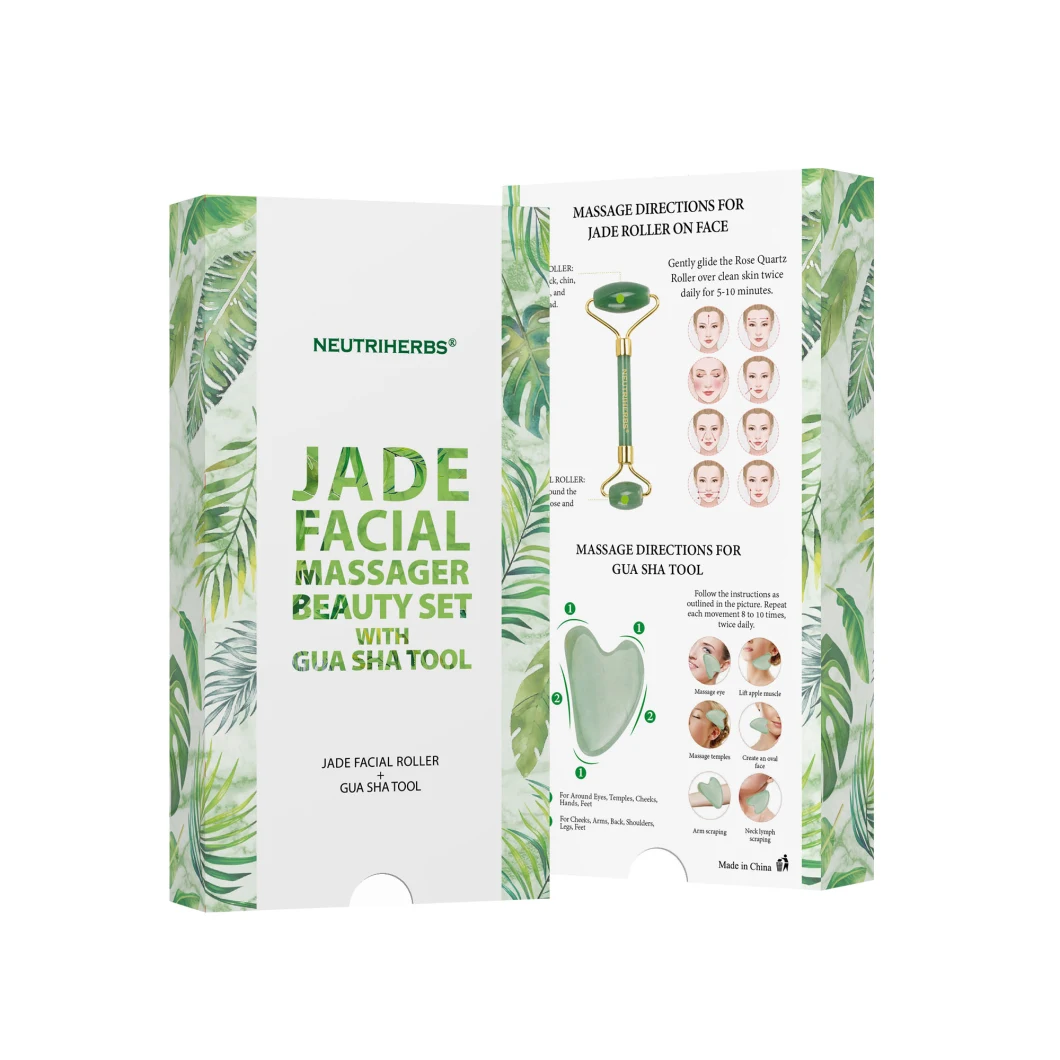 Hot Selling Facial Health Care Gau Sha Stone Anti Aging Green Jade Roller Tool