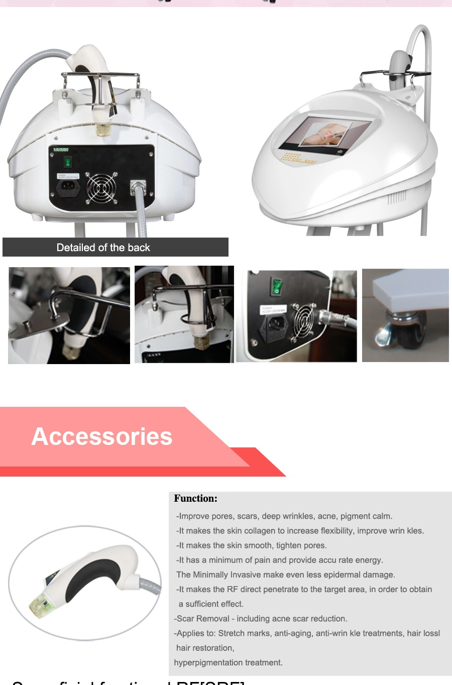 Srf+PDT Microneedle &amp; Superficial Fractional Radio Frequency Tighten Skin Beauty Machine (MR20-1SP)