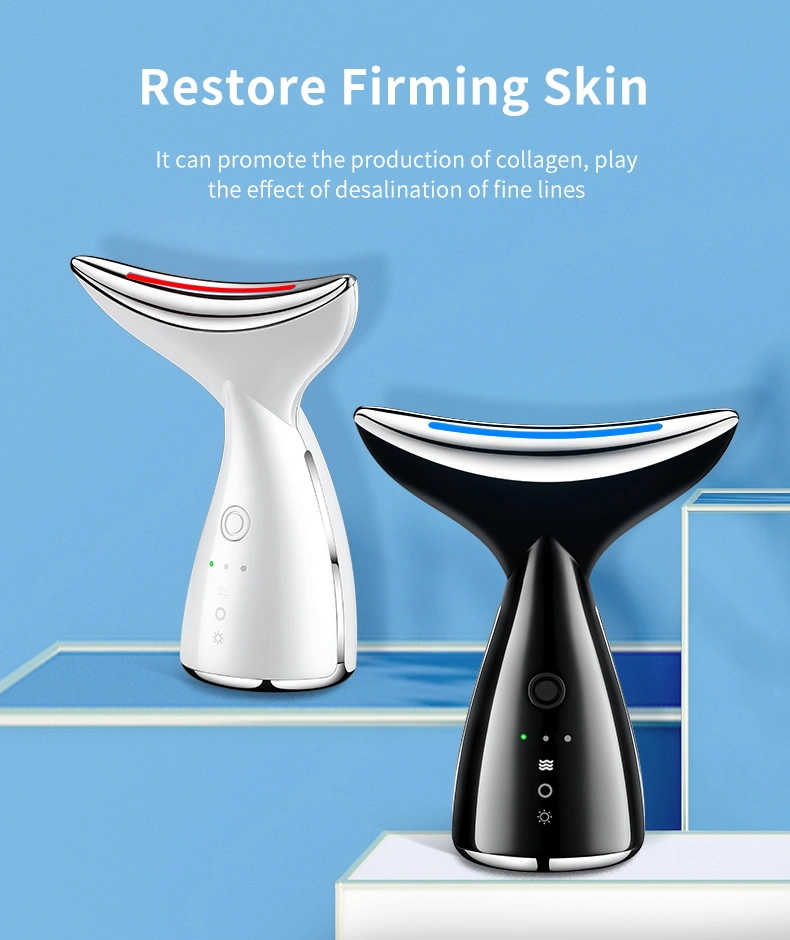 LED Photon Vibration Neck Lifting Skin Tighten Anti Wrinkle Remove Massager Device Neck Skin Care Beauty Instrument