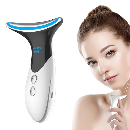 LED Photon Vibration Compact Skin Wrinkle Removing Massager Neck and Face Skin Care Beauty Instrument